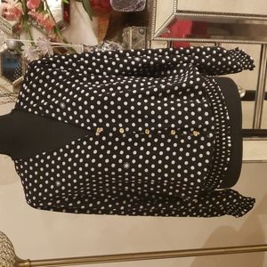 Michael Kors Black and White Polka Dot Blouse